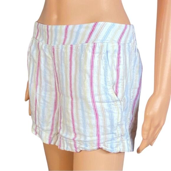 Gap Striped Multicolor Linen Blend Shorts with Pockets Womens Size Medium - Picture 2 of 6